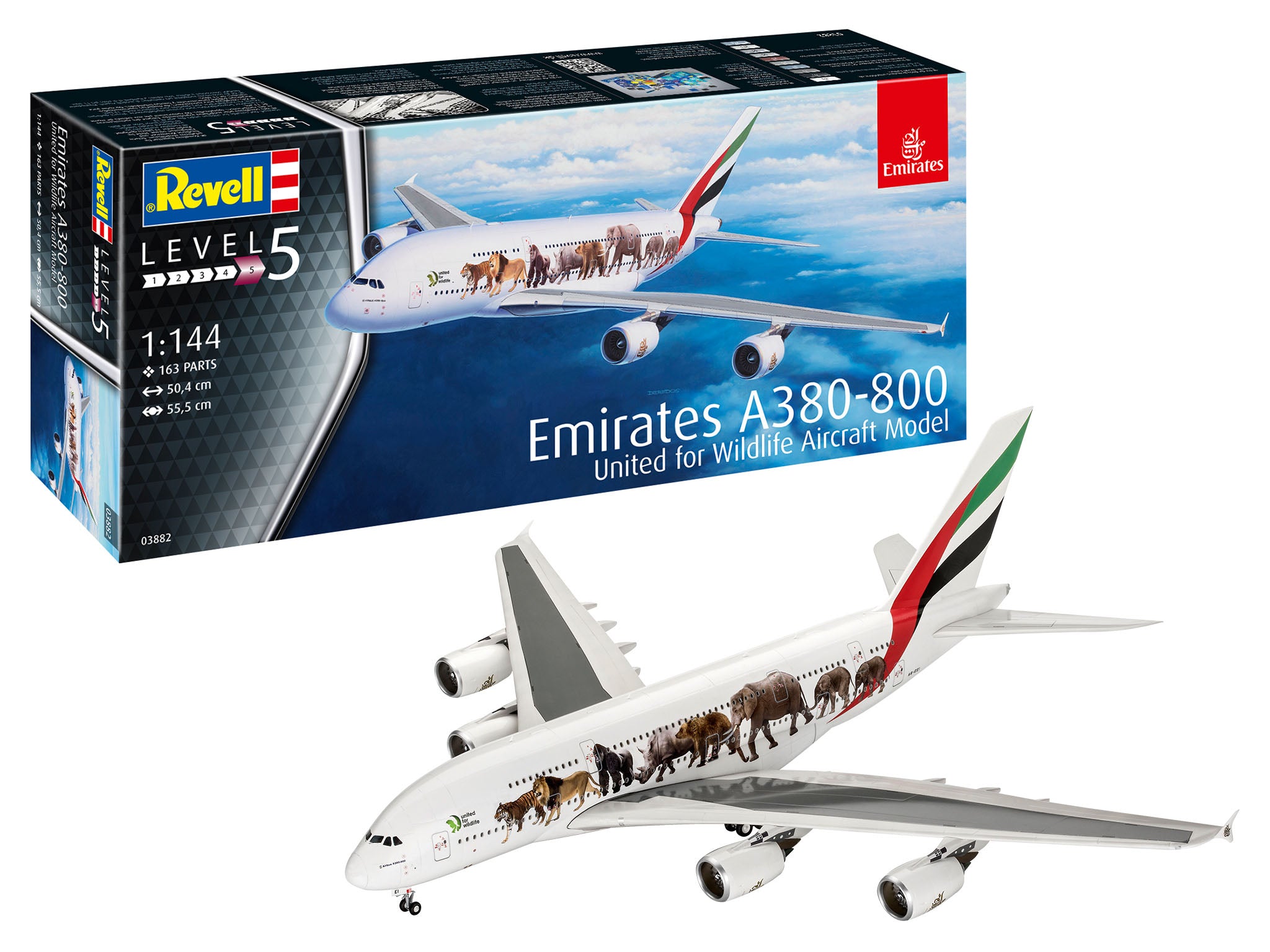 Plane Model Kit Revell Airbus A380-800 Emirates United for Wildlife 1:144