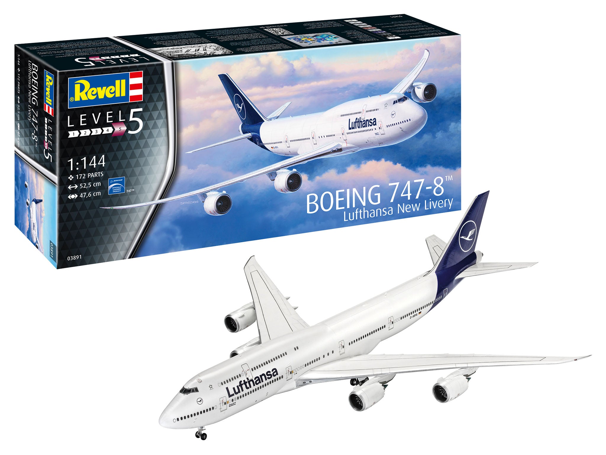 Plane Model Kit Revell Boeing 747-8 Lufthansa New Livery 1:144