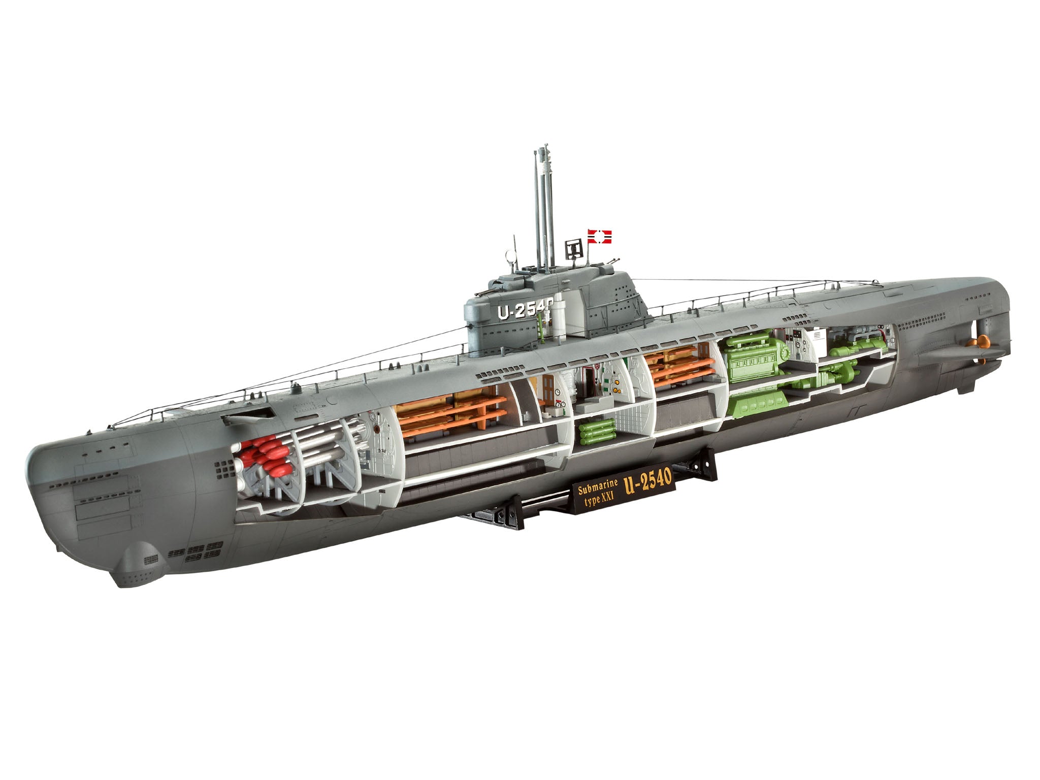 Warship Model Kit Revell German Submarine Type XXI with Interior 1:144 Alternate 1