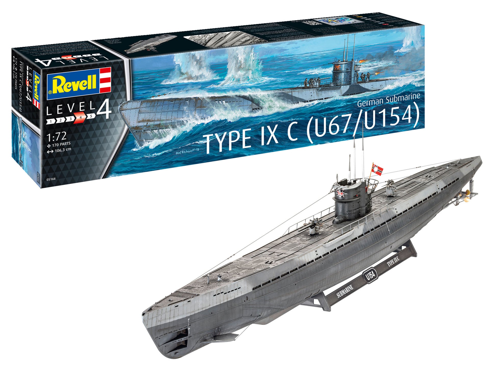 Warship Model Kit Revell German Submarine Type IX C U67 or U154 1:72
