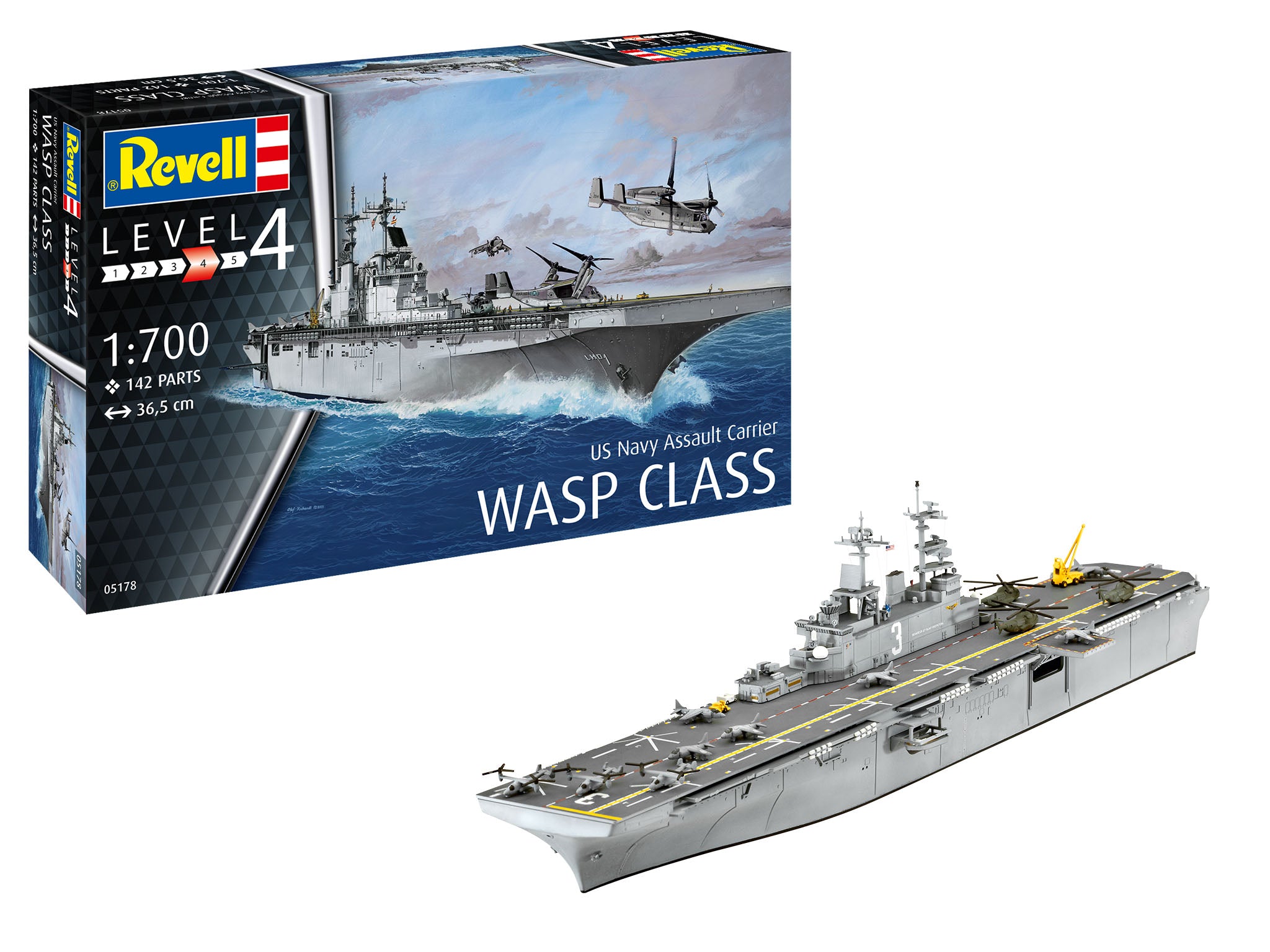 Warship Model Kit Revell Assault Carrier USS WASP CLASS 1:700