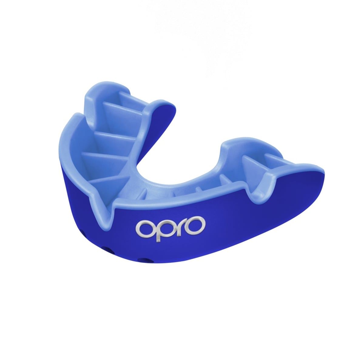 Men's Rugby Protective Mouthguard OPRO Self-Fit Silver 2022 Dark Blue/Blue