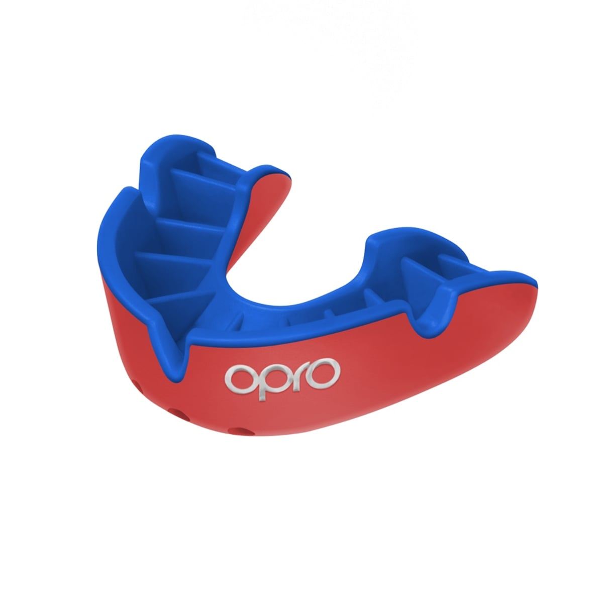 Men's Rugby Protective Mouthguard OPRO Self-Fit Silver 2022 Red/Dark Blue