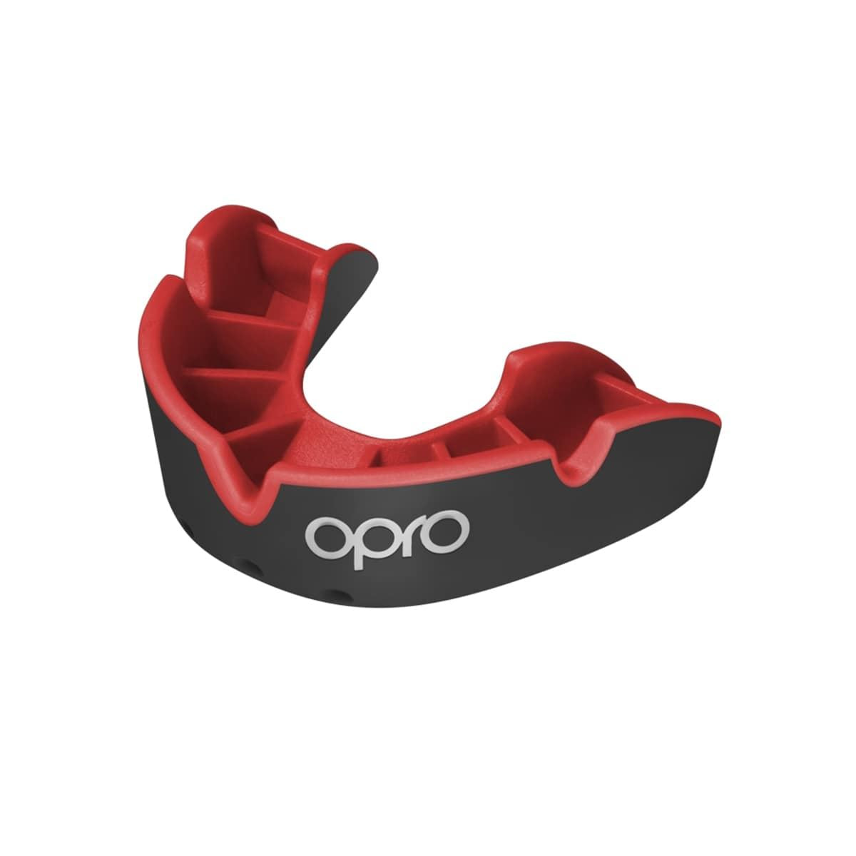 Kid's Rugby Protective Mouthguard OPRO Self-Fit Silver Junior 2022 Black/Red