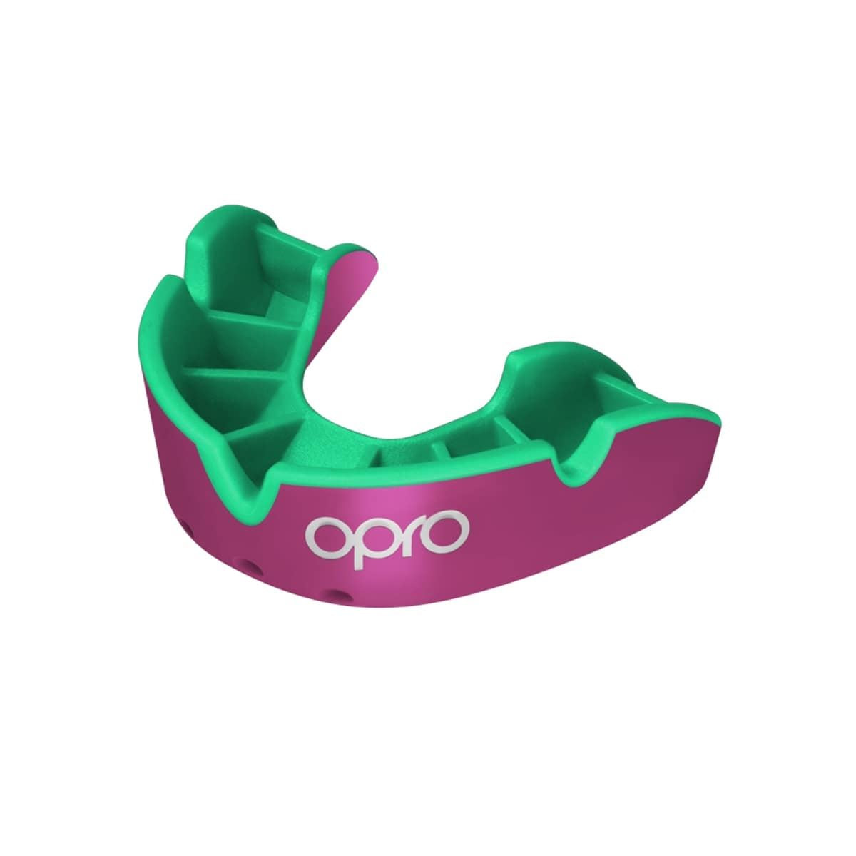 Kid's Rugby Protective Mouthguard OPRO Self-Fit Silver Junior 2022 Pink/Green