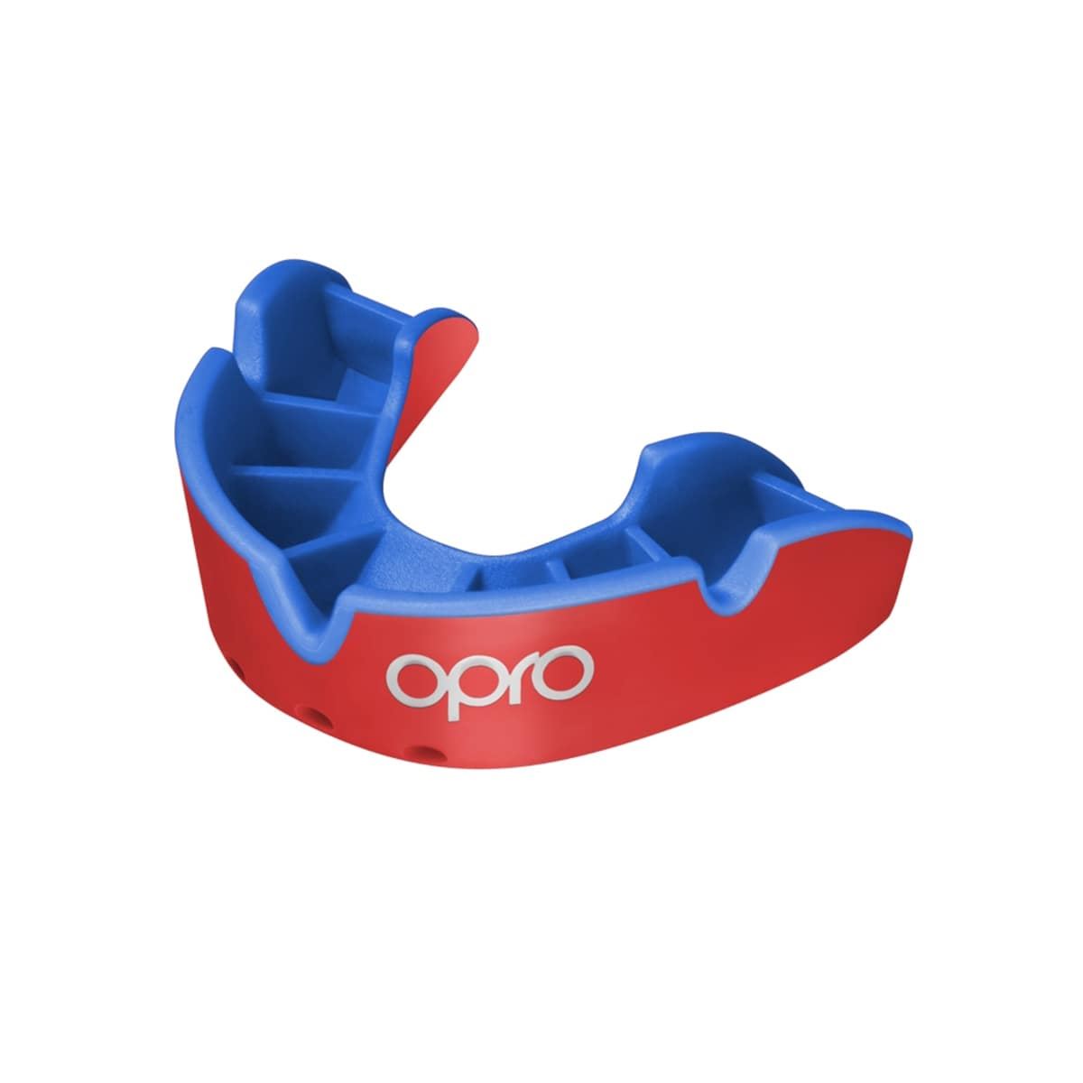 Kid's Rugby Protective Mouthguard OPRO Self-Fit Silver Junior 2022 Red/Dark Blue
