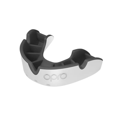 Kid's Rugby Protective Mouthguard OPRO Self-Fit Silver Junior 2022 White/Black