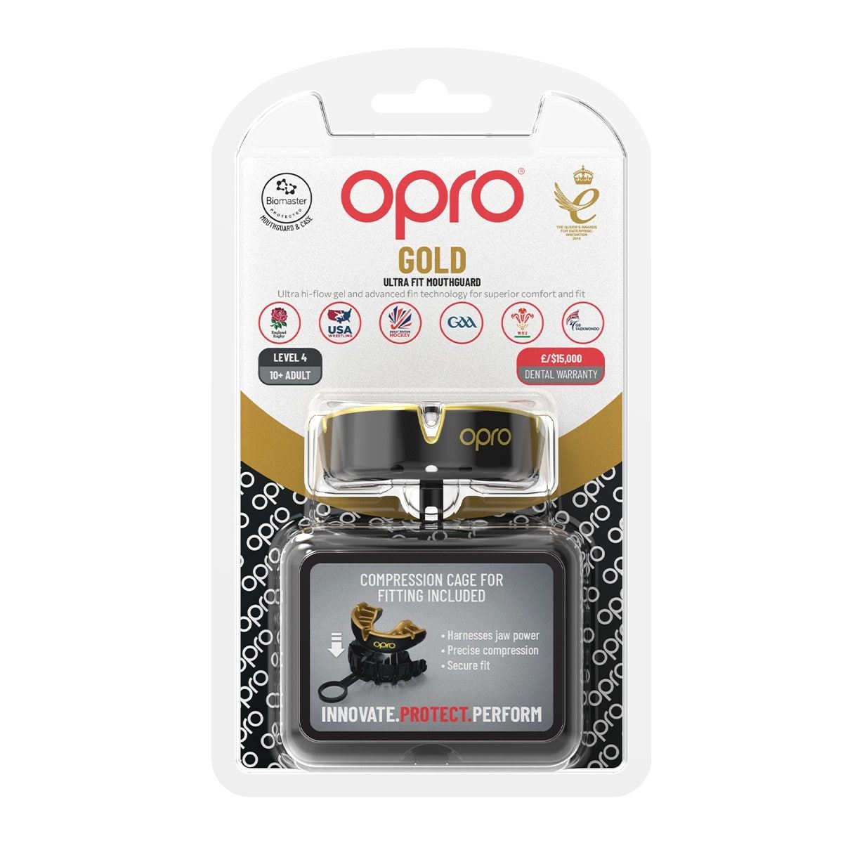 Men's Rugby Protective Mouthguard OPRO Self-Fit Gold 2022 Black/Gold Alternate 1