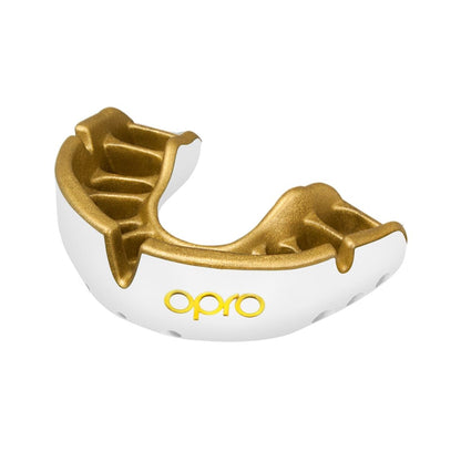 Men's Rugby Protective Mouthguard OPRO Self-Fit Gold 2022 White/Gold