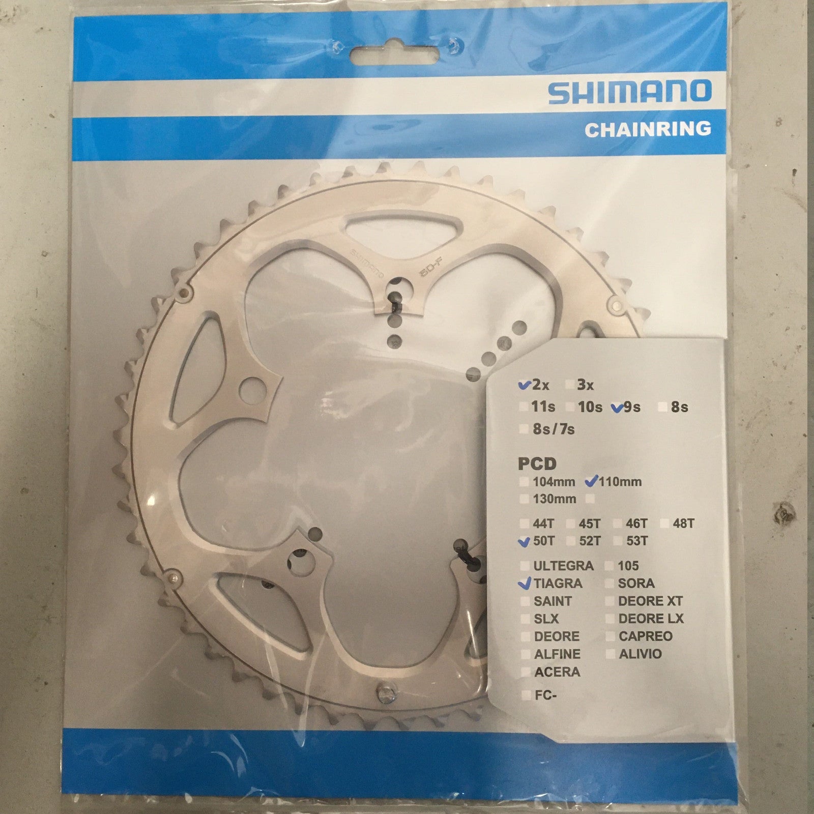 Shimano FC-4550 Tiagra Double Outer 50T 110mm Double Bike Outer Chainring