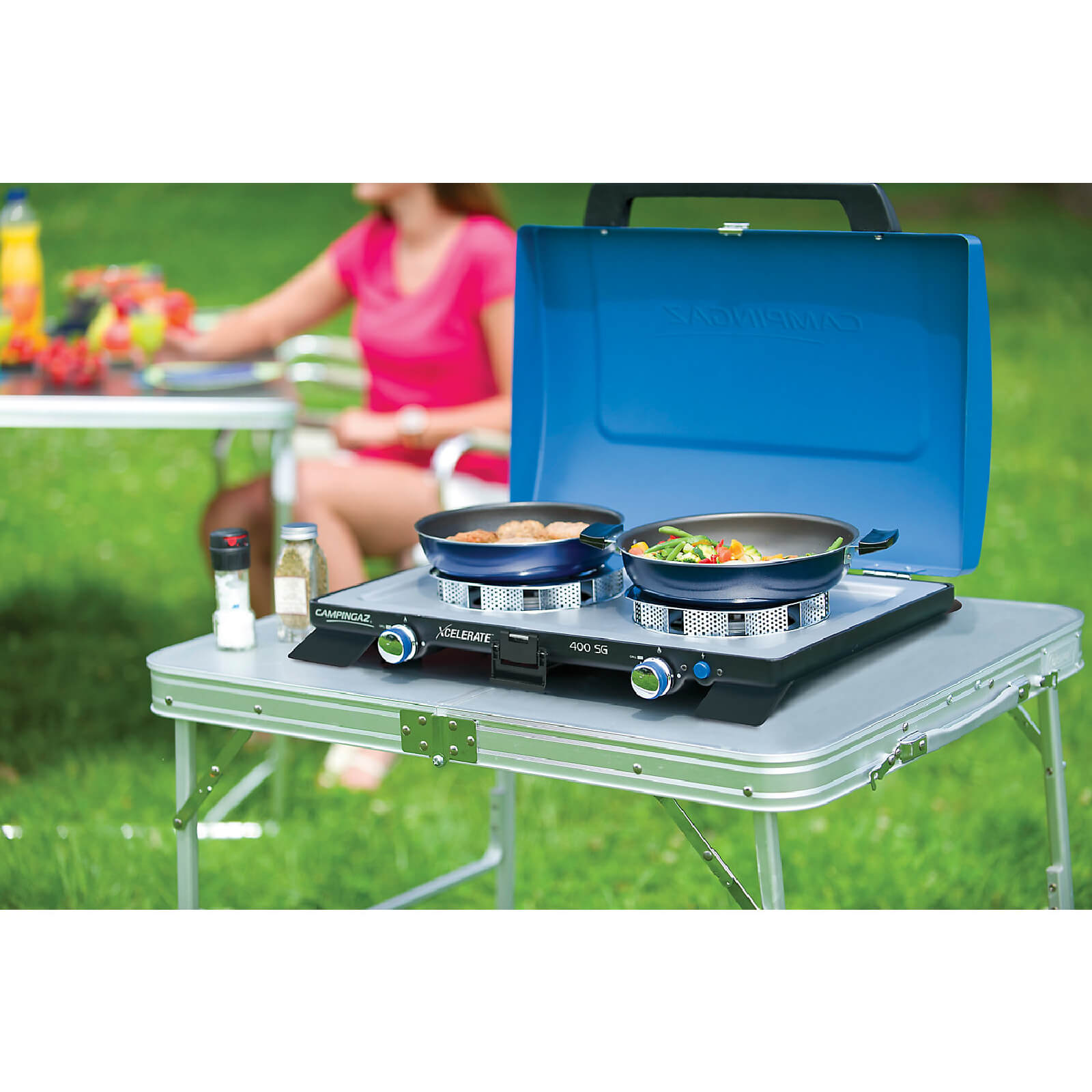 Camping Cooking Stove Campingaz Series 400 SG Double Burner & Grill Portable Gas Alternate 4