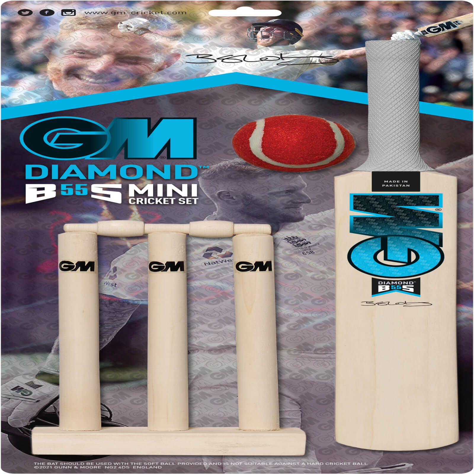 Cricket Bat Set Gunn & Moore Ben Stokes BS55 Mini Diamond