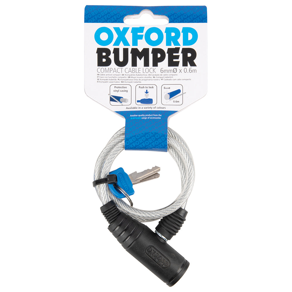 Oxford Bumper 6mm x 600mm Bike Cable Lock Clear Alternate 3