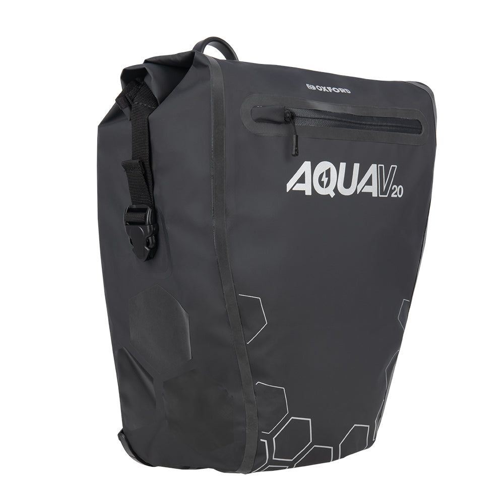 Oxford Aqua V 20 Single QR Front Bike Pannier Bags Black Alternate 1