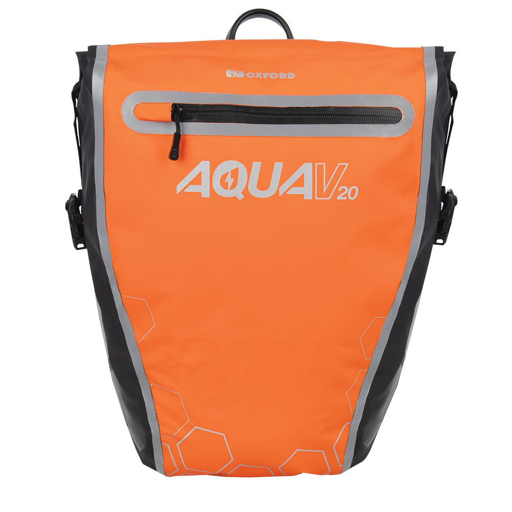 Oxford Aqua V 20 Single QR Front Bike Pannier Bags Orange/Black