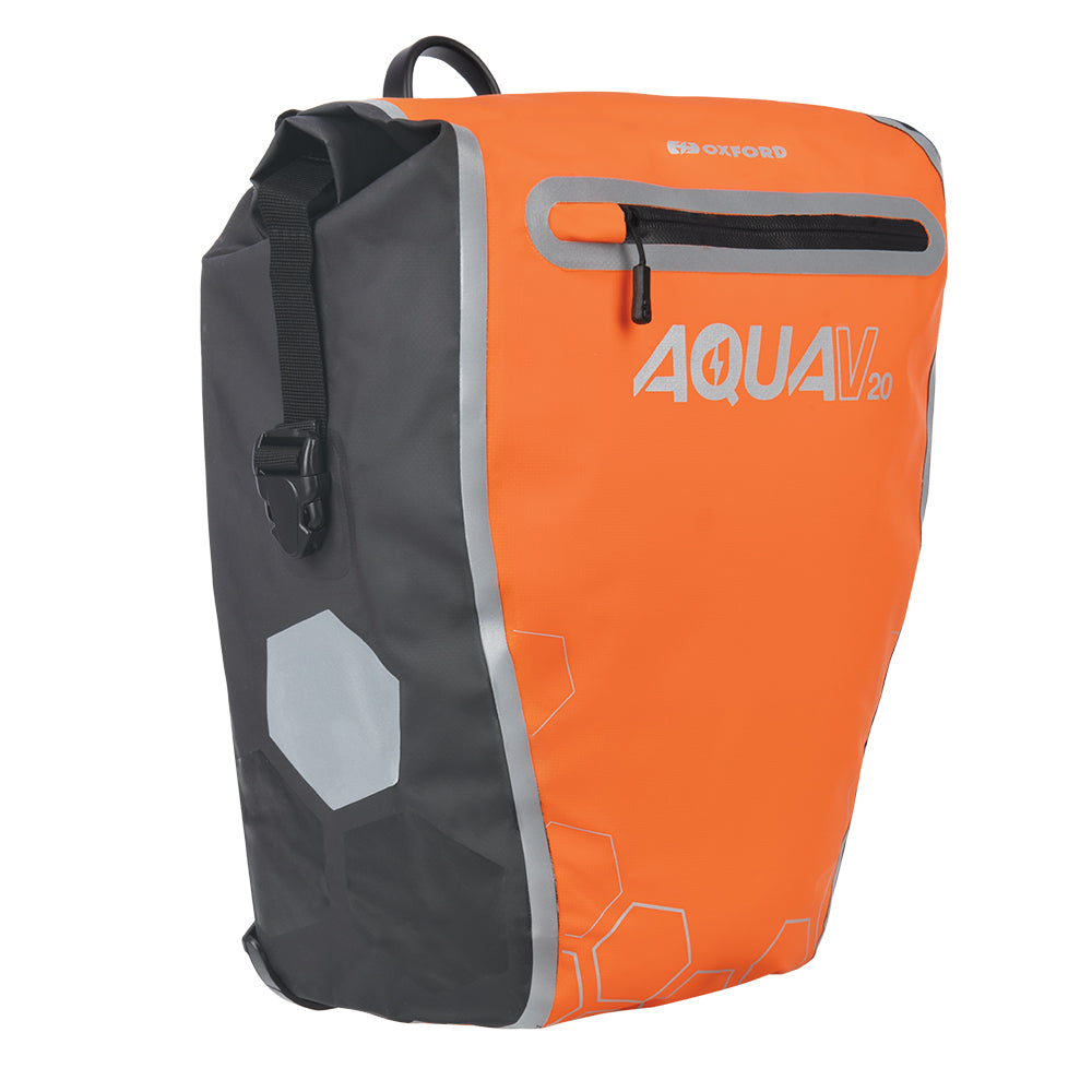 Oxford Aqua V 20 Single QR Front Bike Pannier Bags Orange/Black Alternate 1