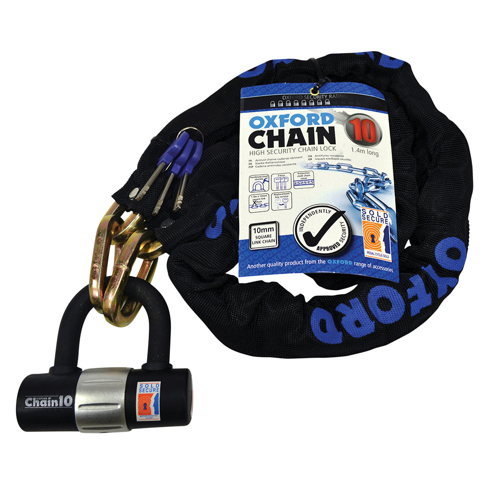 Oxford Chain10 With Mini Shackle 10mm x 1.4m Bike Chain Lock Alternate 1