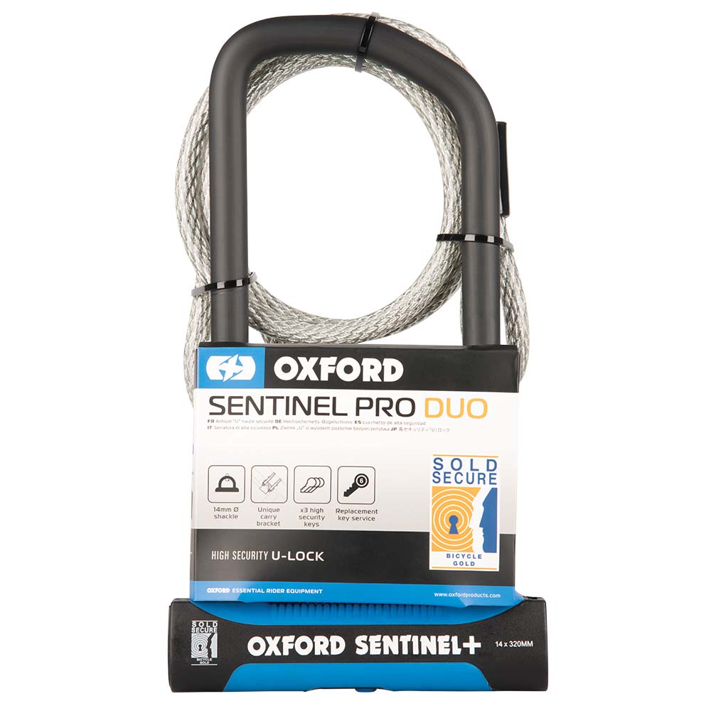 Oxford Sentinel Pro Duo 320x177mm With Cable Bike D-Lock Alternate 1