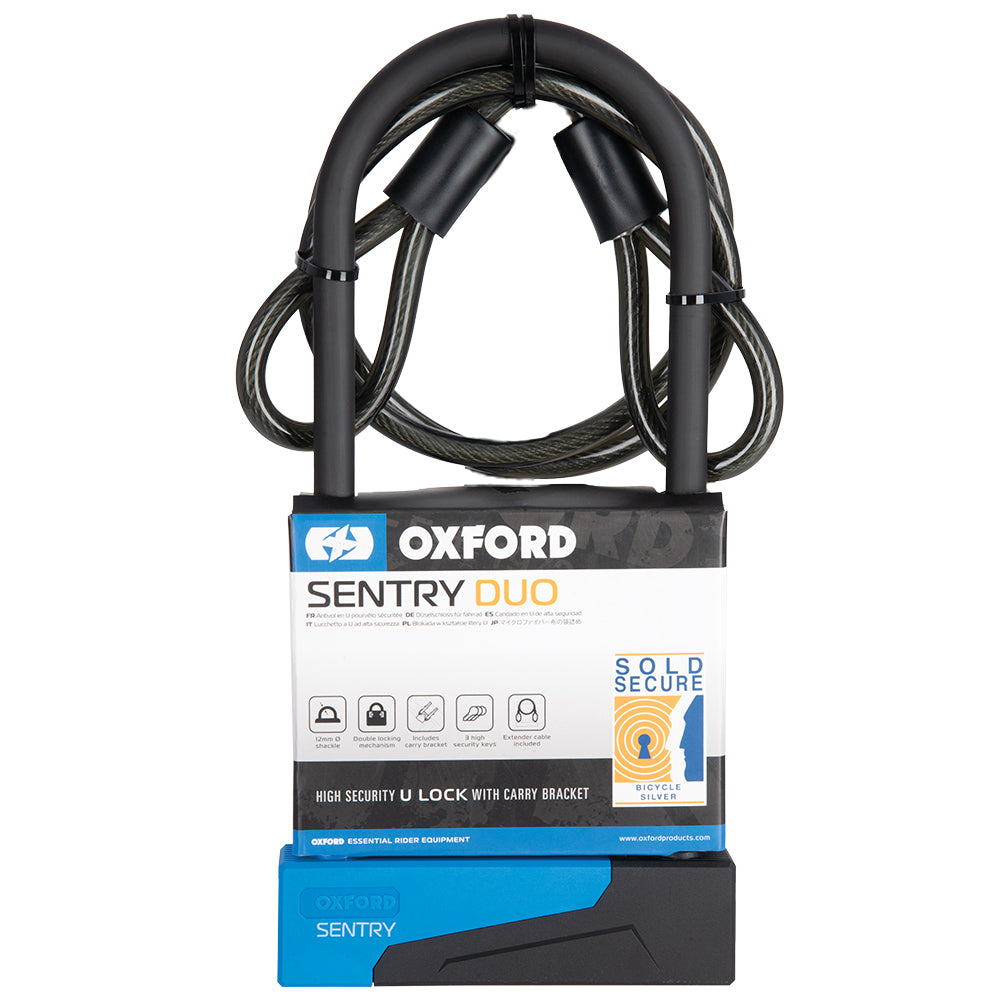 Oxford Sentry Duo 275x110mm With Cable Bike D-Lock Alternate 1