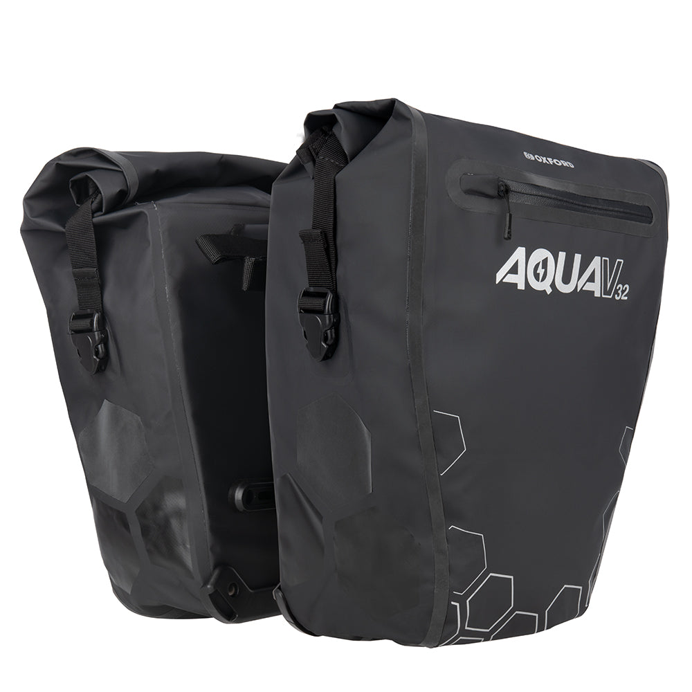 Oxford Aqua V 32 Double Rear Bike Pannier Bags Black Alternate 1