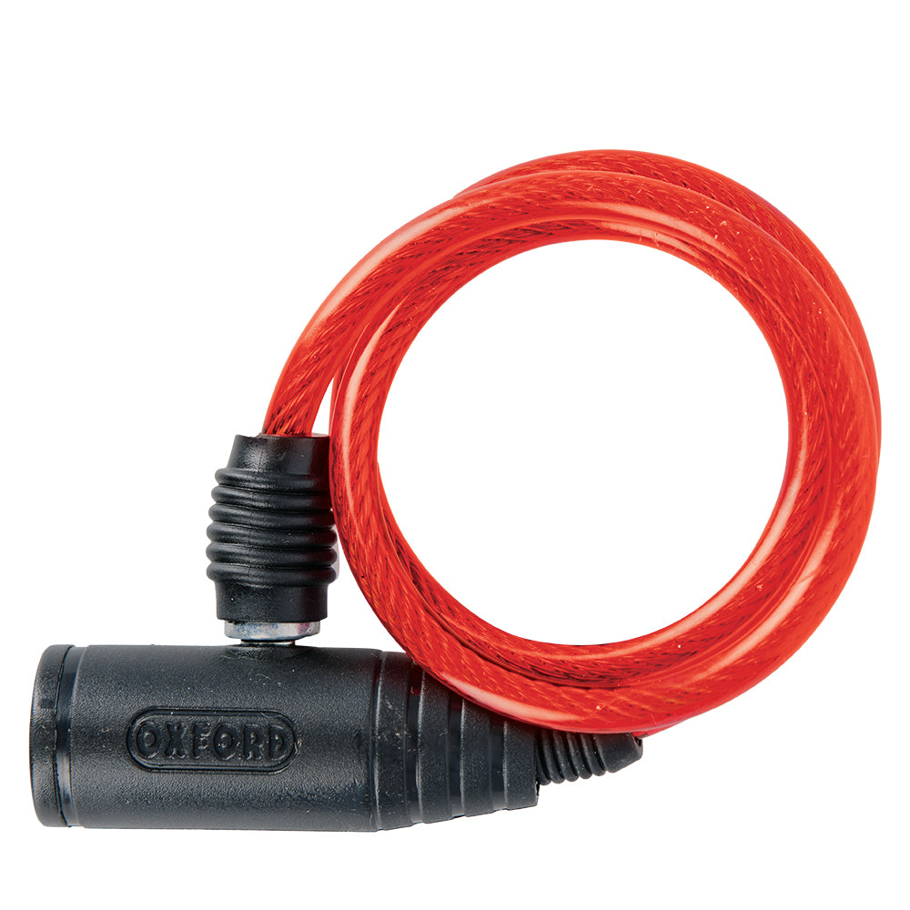 Oxford Bumper 6mm x 600mm Bike Cable Lock Red