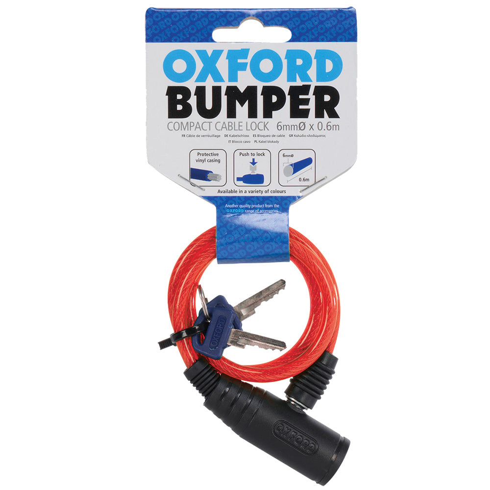 Oxford Bumper 6mm x 600mm Bike Cable Lock Red Alternate 3