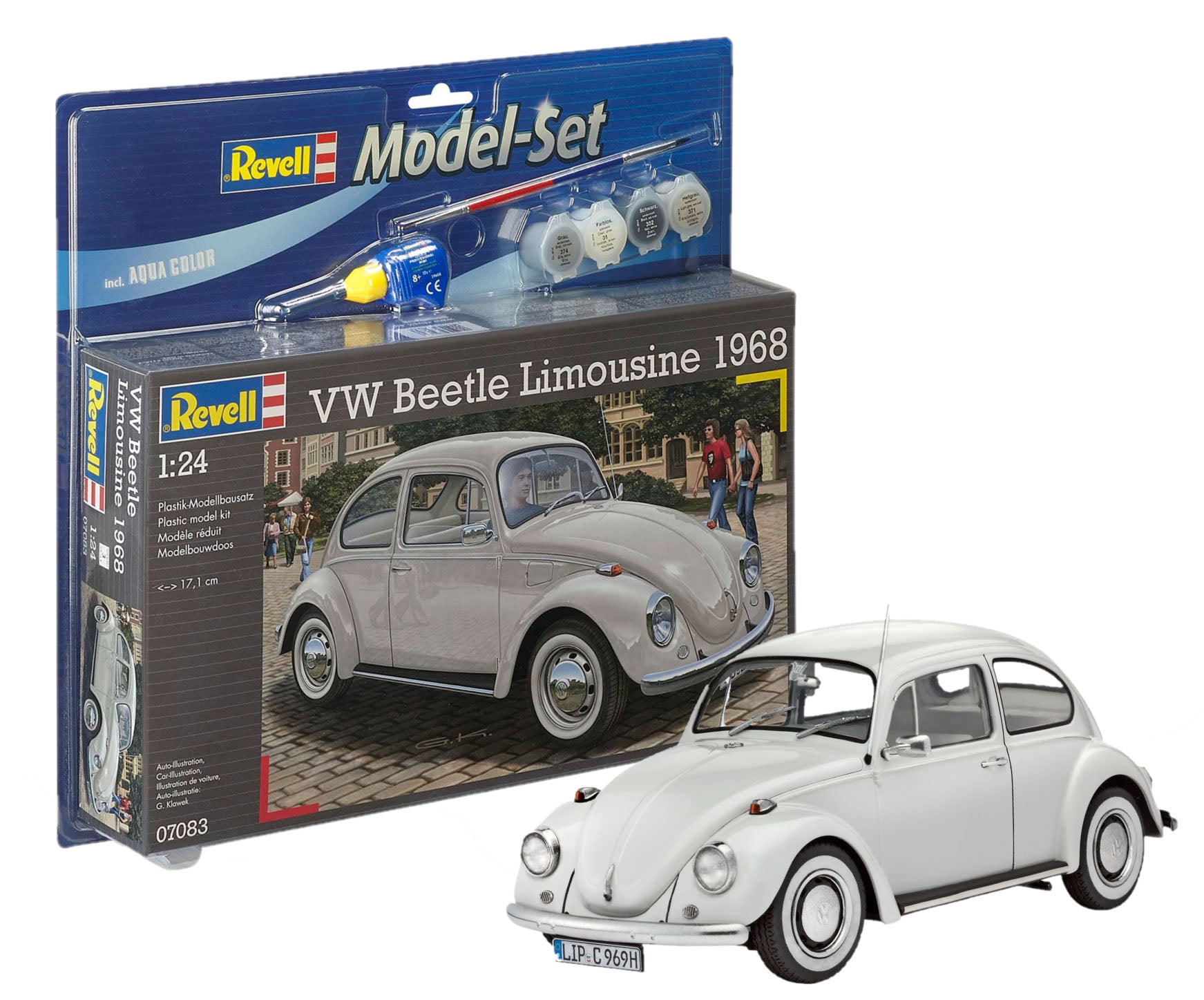 Car Model Kit Revell Model Set VW Beetle Limousine 1968 1:24