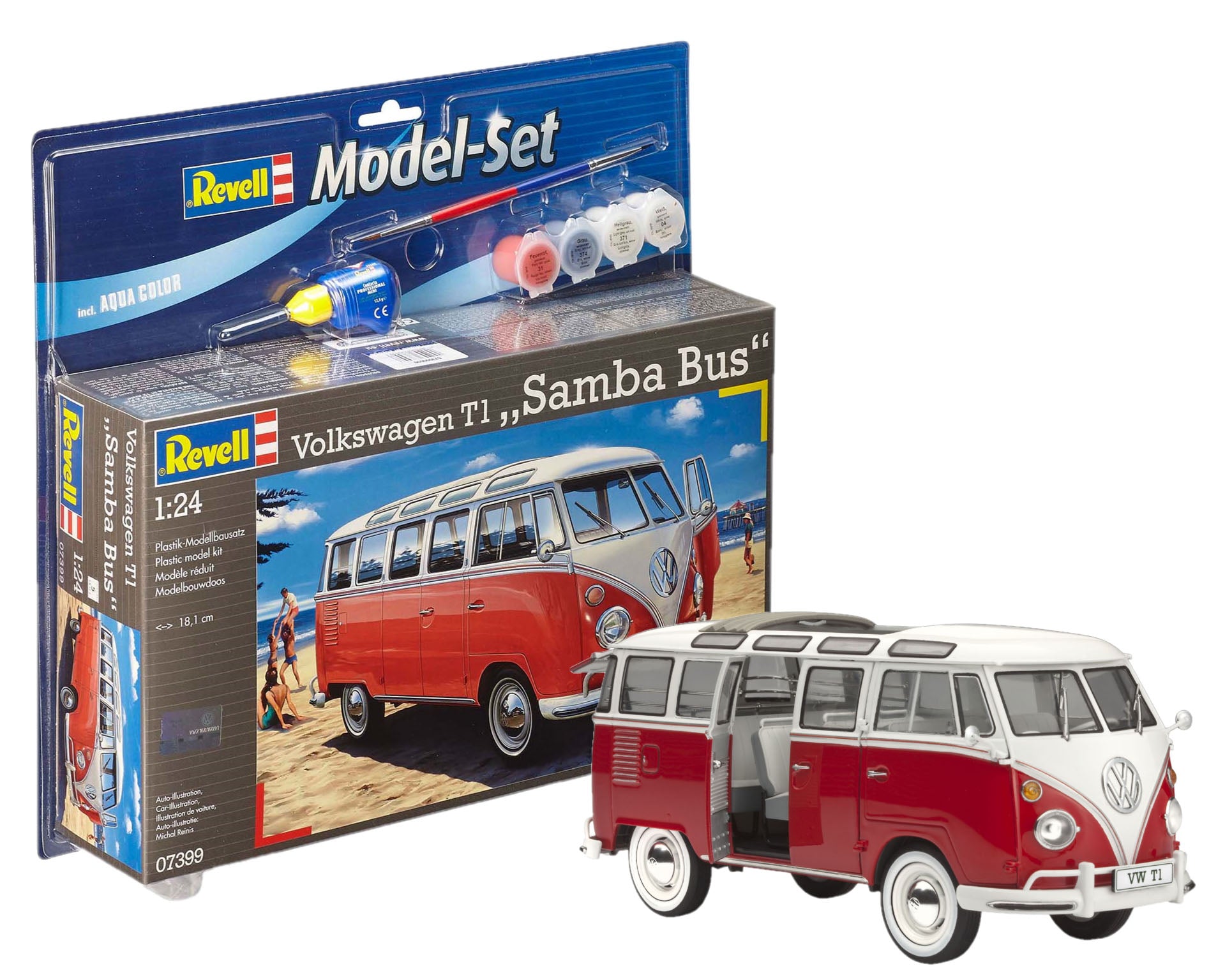 Car Model Kit Revell Model Set Volkswagen T1 Samba Bus 1:24