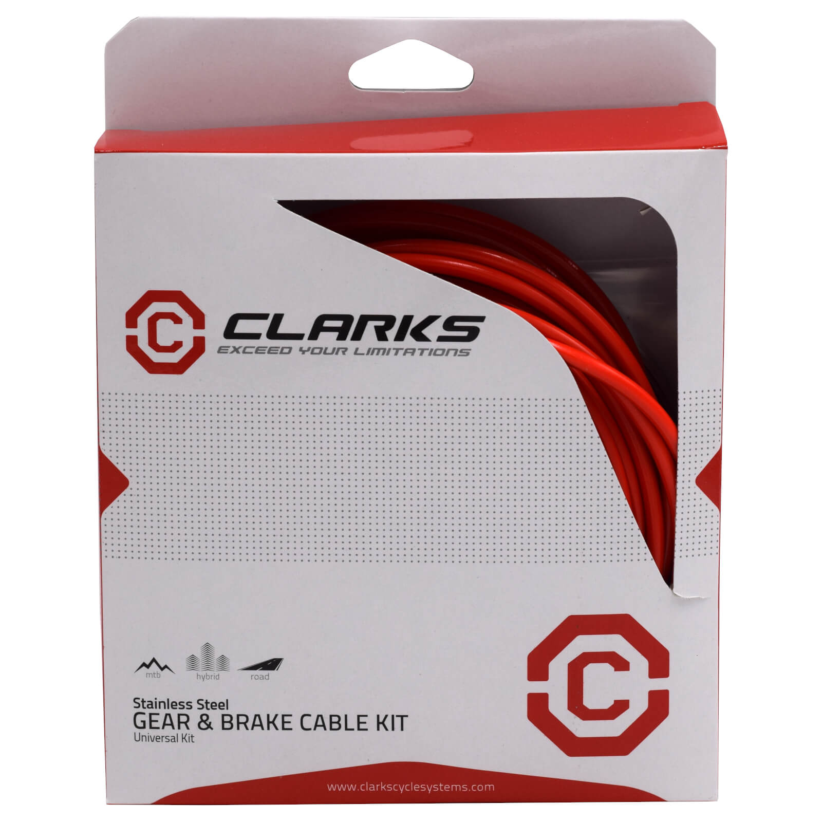 Clarks 8013 Stainless Brake 2P & Gear 4S Bike Inner & Outer Cable Set Red