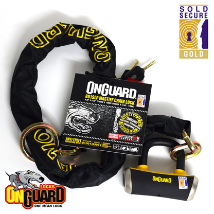 Onguard Mastiff 8019 LP Bike Chain Lock Sold Secure Gold