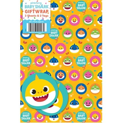 Gift Wrapping Paper Danilo Baby Shark 10 Sheets With 8 Tags