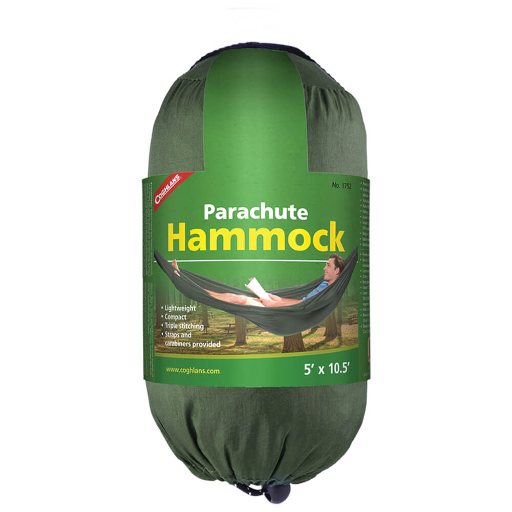 Coghlan's Single Parachute Hammock 5'x10.5' Camping Hammock Green Alternate 1