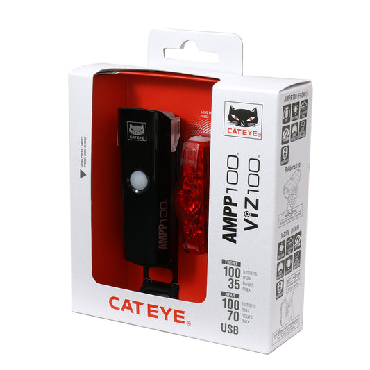 Cateye Ampp 100 Front & Viz 100 Rear Rechargeable Front & Rear Bike Light Set Alternate 1