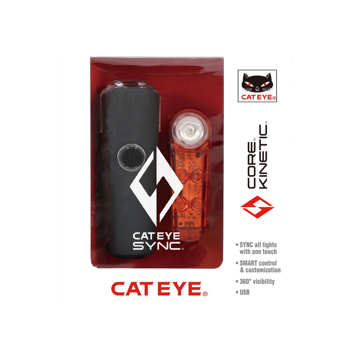 Cateye Sync Core Front & Sync Kenetic Rear Bike Light Set
