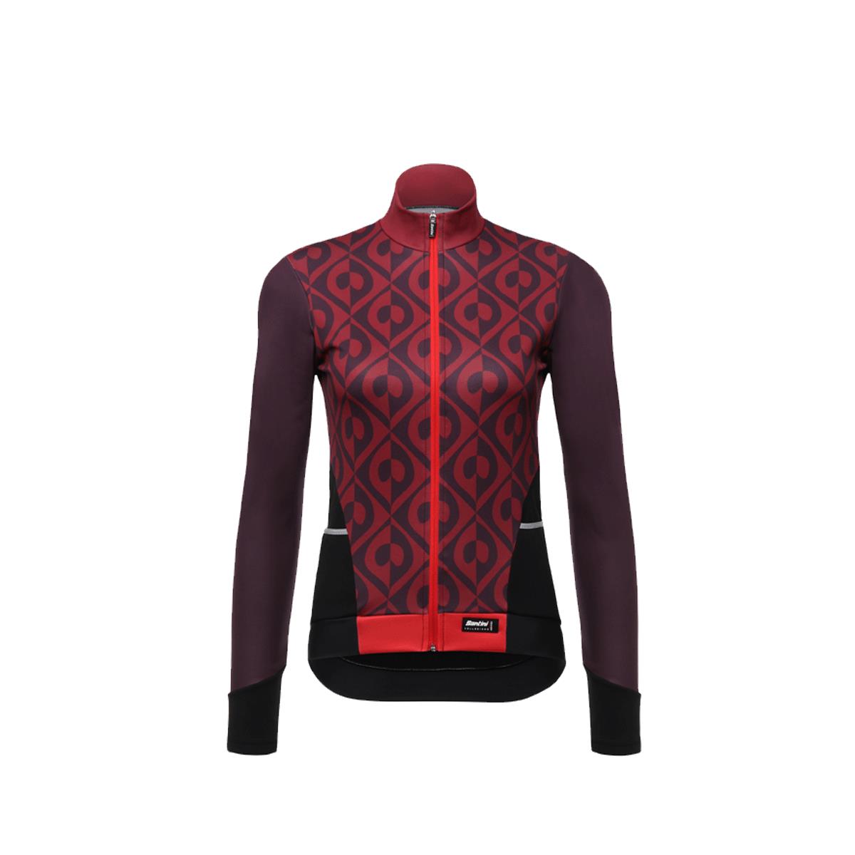 Santini Fashion Coral Bordeaux Large Ladies Long Sleeve Cycling Jersey