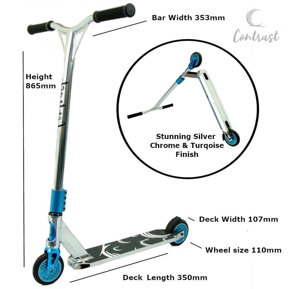 Contrast Pro Ride Stunt Scooter - Ano Blue/Chrome