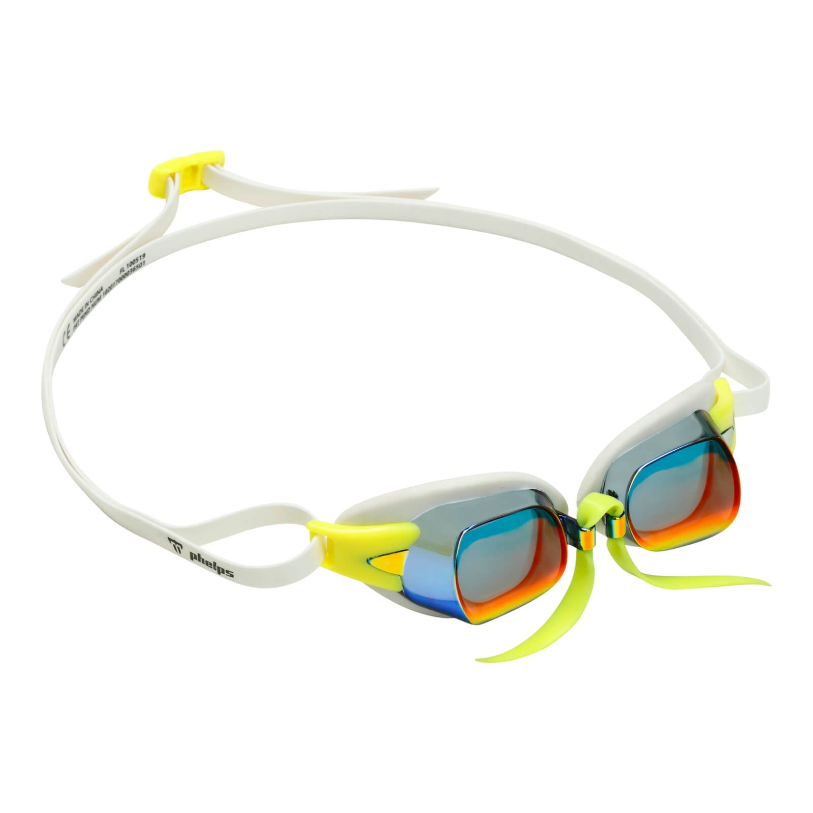Phelps Chronos Men's Swimming Goggles White/Yellow Mirror Red