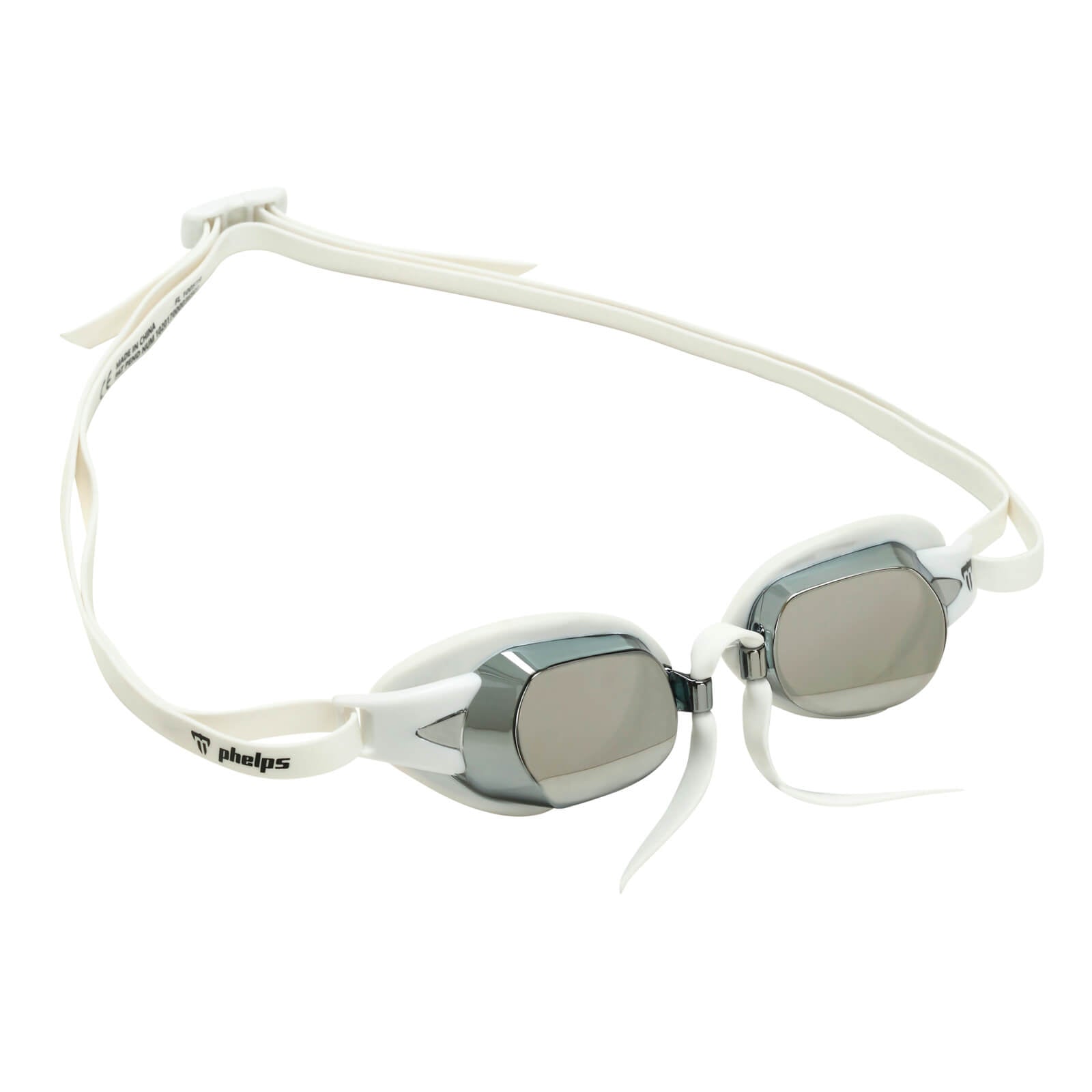 Phelps Chronos Men's Swimming Goggles White Mirror Silver