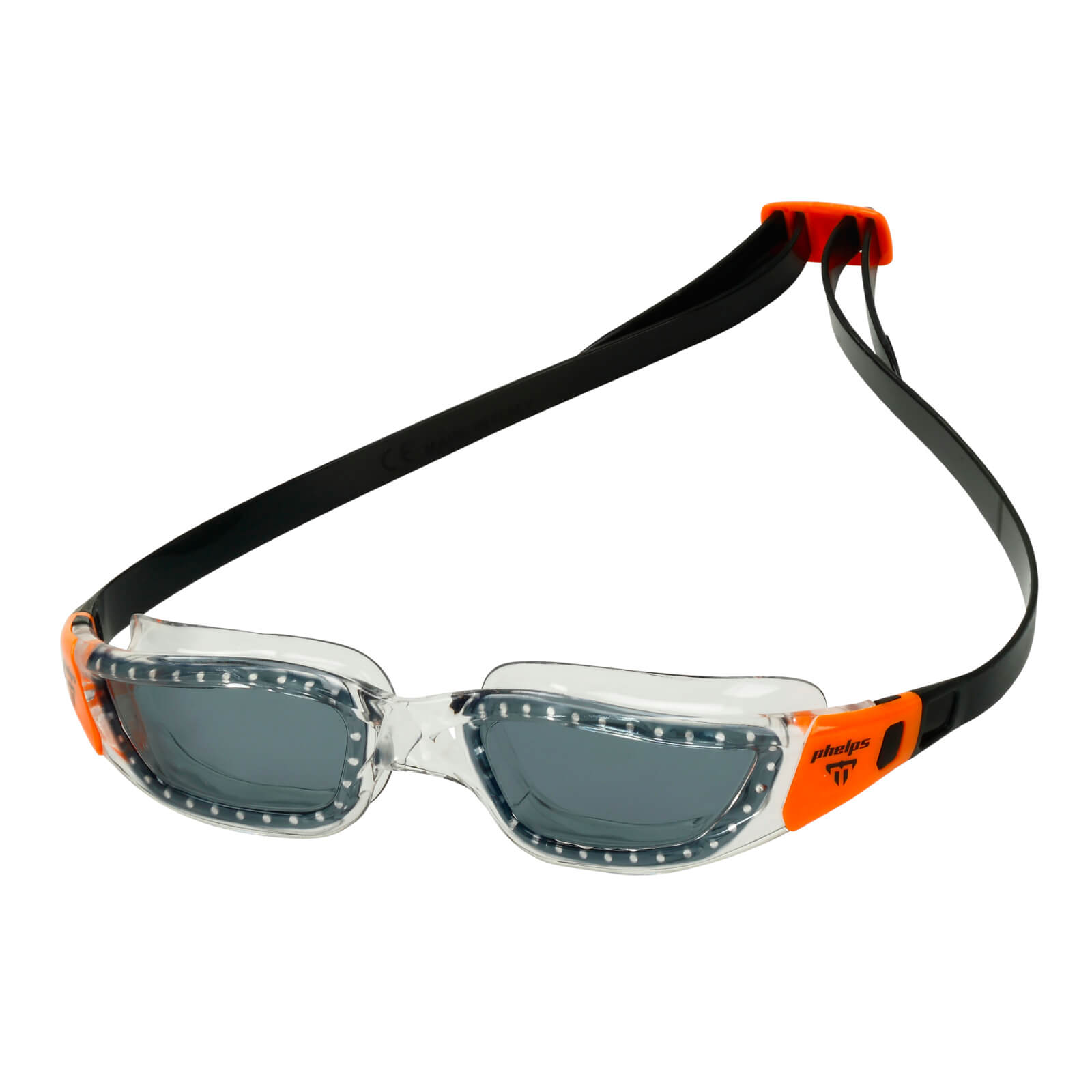 Phelps Tiburon Men's Swimming Goggles Transparent/Orange Smoke Alternate 2