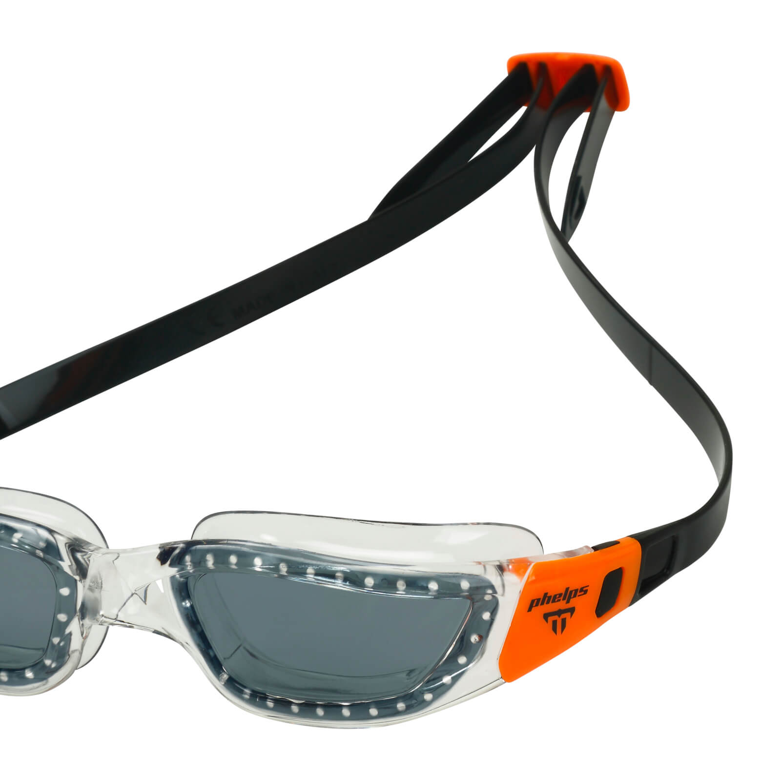Phelps Tiburon Men's Swimming Goggles Transparent/Orange Smoke Alternate 3