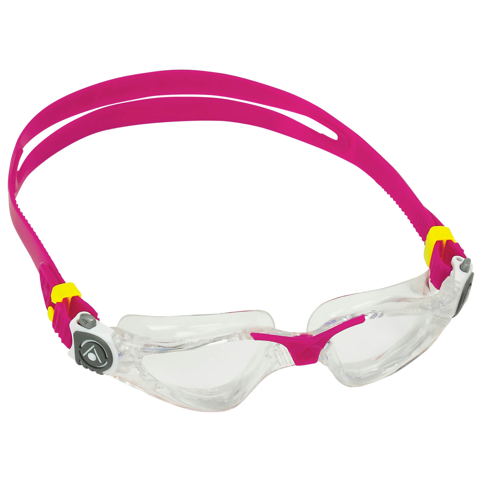 Men's Swimming Goggles Aqua Sphere Kayenne Compact Adult Triathlon Open Water Transparent/Raspberry - Clear Alternate 2