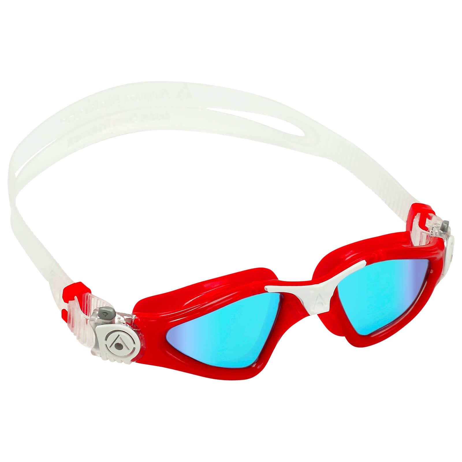 Men's Swimming Goggles Aqua Sphere Kayenne Compact Adult Triathlon Open Water Red/White - Blue Titanium Mirrored Alternate 2