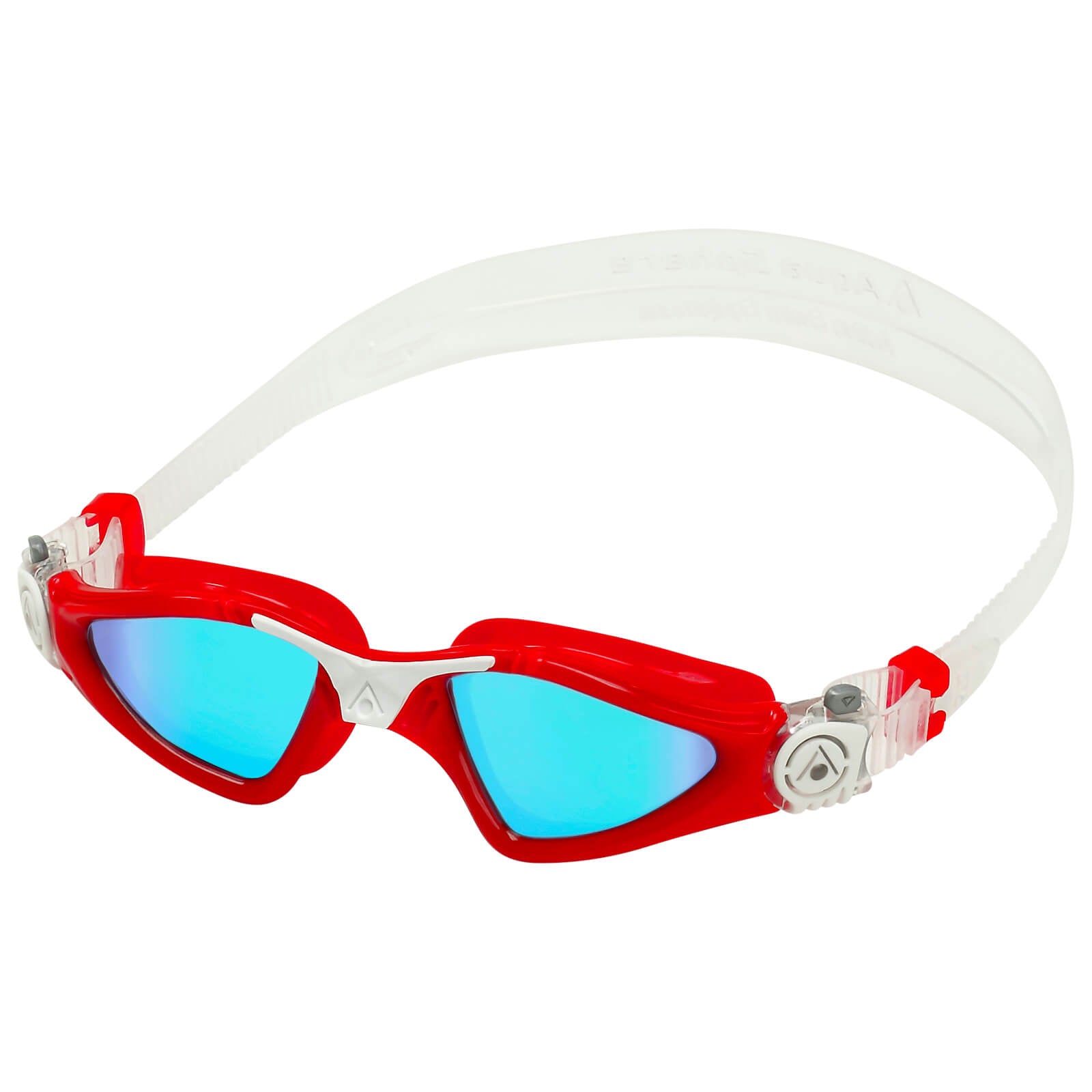 Men's Swimming Goggles Aqua Sphere Kayenne Compact Adult Triathlon Open Water Red/White - Blue Titanium Mirrored