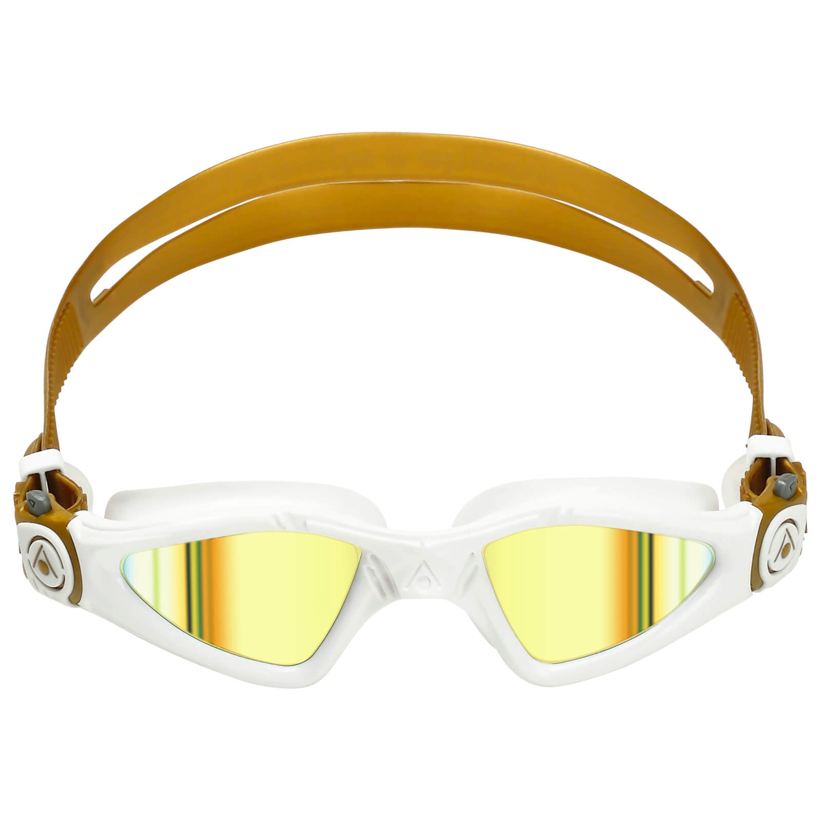 Men's Swimming Goggles Aqua Sphere Kayenne Compact Adult Triathlon Open Water White/Gold - Gold Titanium Mirrored Alternate 1