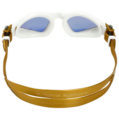 Men's Swimming Goggles Aqua Sphere Kayenne Compact Adult Triathlon Open Water White/Gold - Gold Titanium Mirrored Alternate 3
