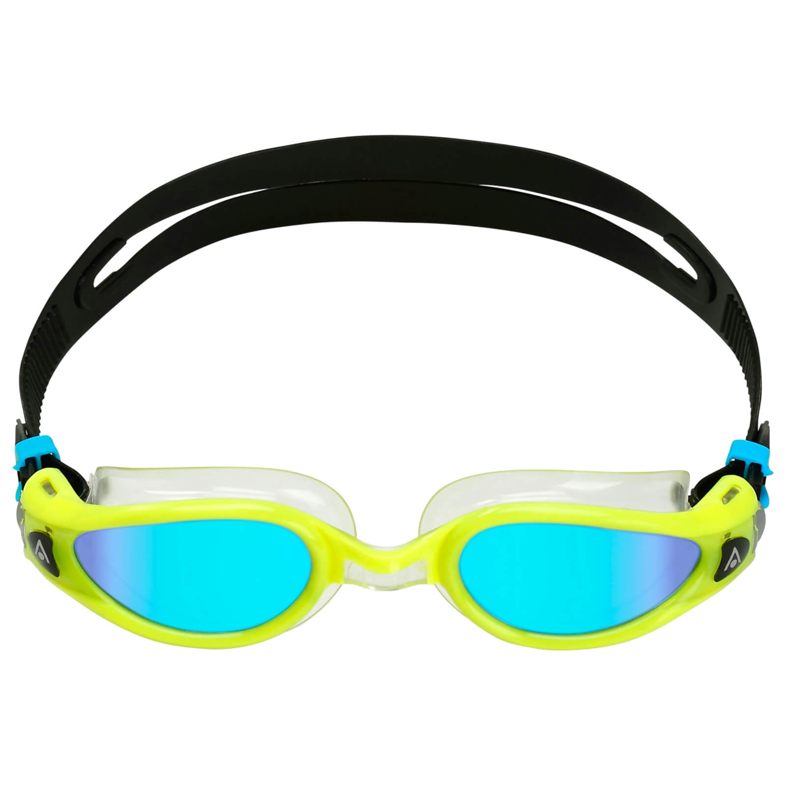 Men's Swimming Goggles Aqua Sphere Kaiman Exo Adult Triathlon Open Water Yellow/Clear - Blue Titanium Mirrored Alternate 1