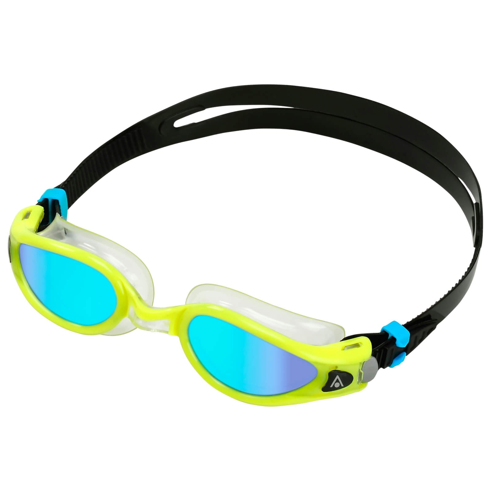 Men's Swimming Goggles Aqua Sphere Kaiman Exo Adult Triathlon Open Water Yellow/Clear - Blue Titanium Mirrored