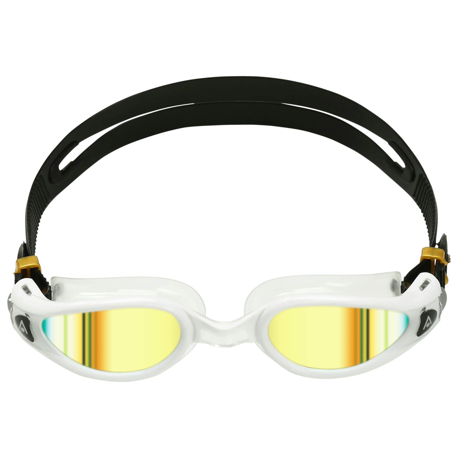 Men's Swimming Goggles Aqua Sphere Kaiman Exo Adult Triathlon Open Water White/Clear - Gold Titanium Mirrored Alternate 1