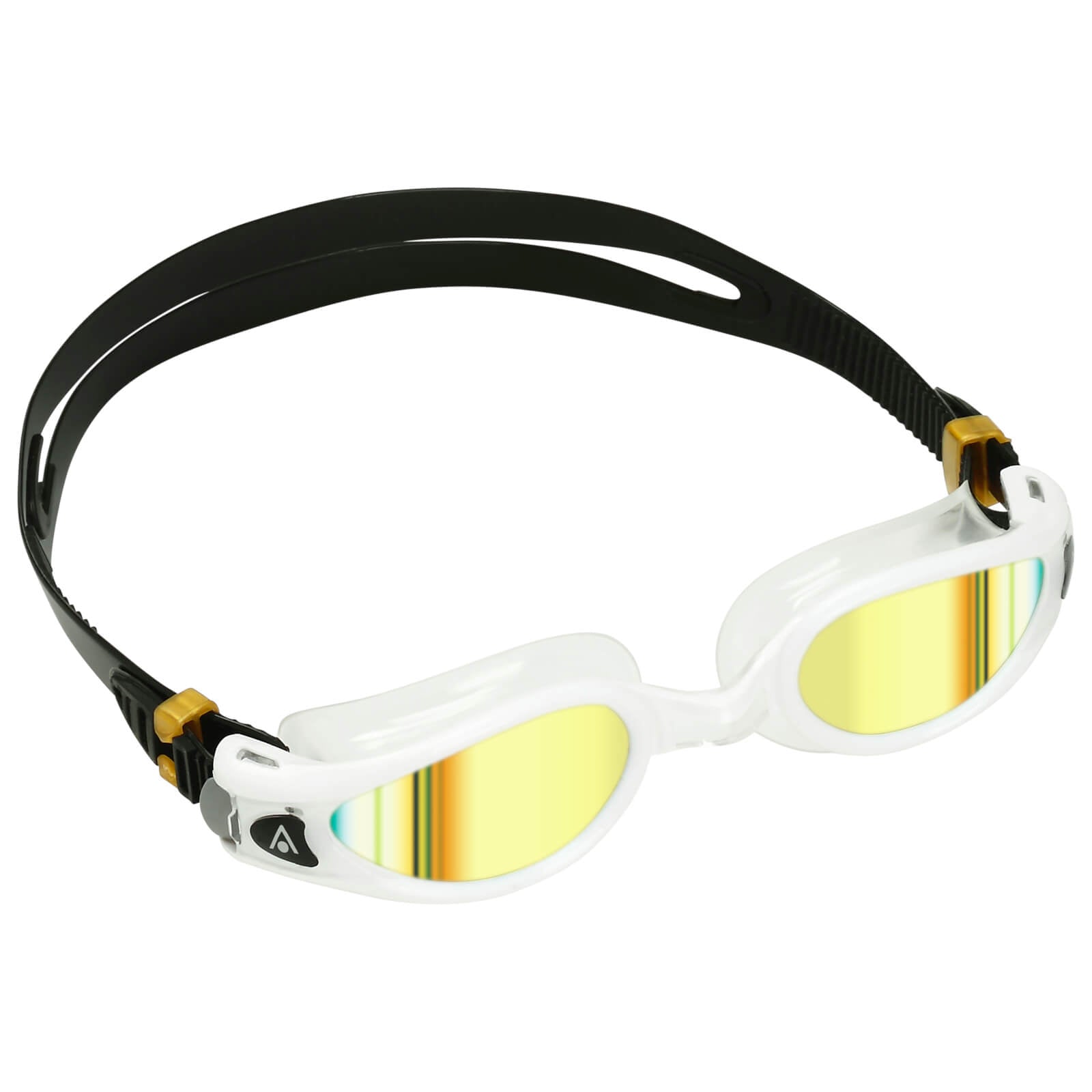 Men's Swimming Goggles Aqua Sphere Kaiman Exo Adult Triathlon Open Water White/Clear - Gold Titanium Mirrored Alternate 2