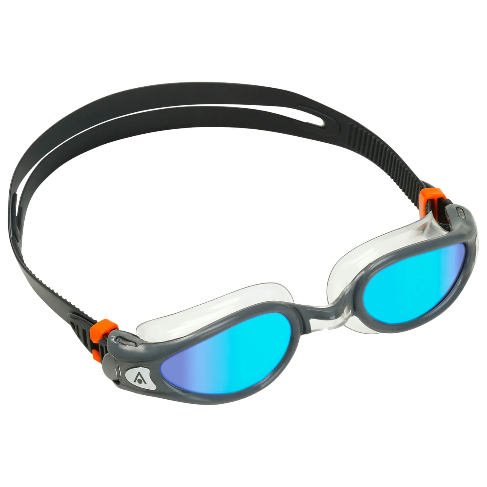 Men's Swimming Goggles Aqua Sphere Kaiman Exo Adult Triathlon Open Water Grey/Clear - Blue Titanium Mirrored Alternate 2